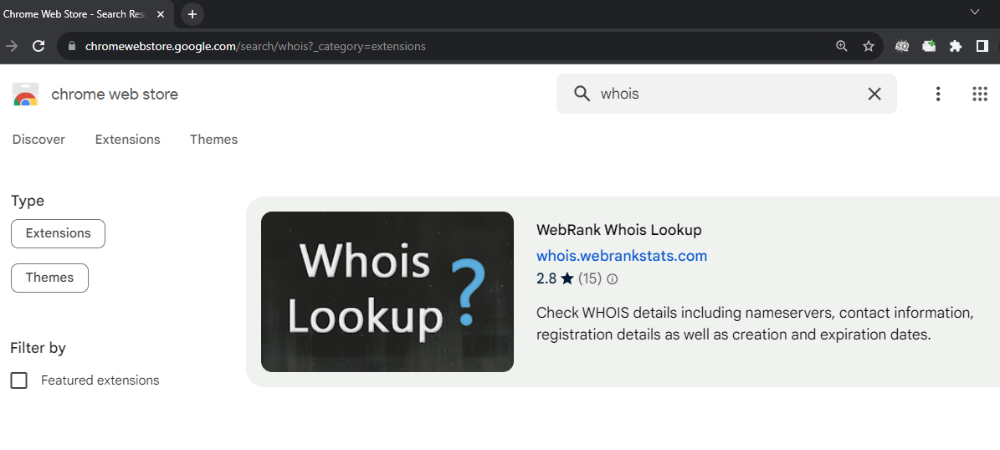 WHOIS lookups Extenstion